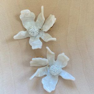 Large Lele Sadoughi Crystal Lily Clip-On Earrings